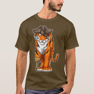 Tiger Pirate Wooden leg Eye patch T-Shirt
