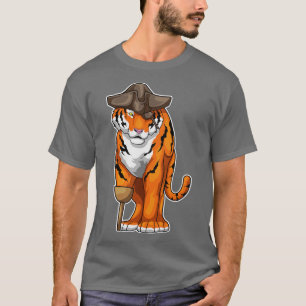 Tiger Pirate Wooden leg Eye patch T-Shirt