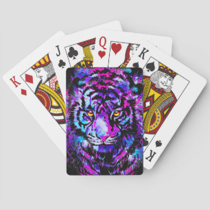 Tiger Playing Cards - Purple Tiger Face Rug