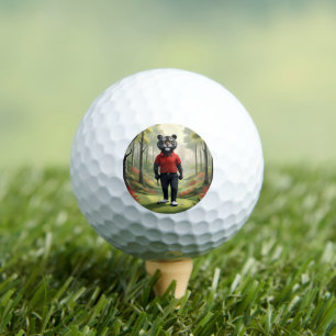 Tiger Playing Golf In The Woods, Balls