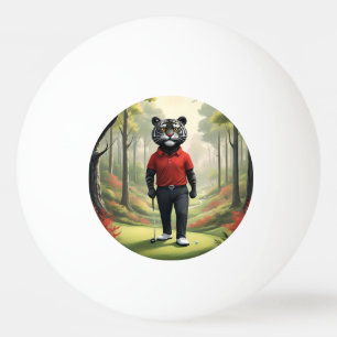 Tiger Playing Golf In The Woods,  Ping Pong Ball
