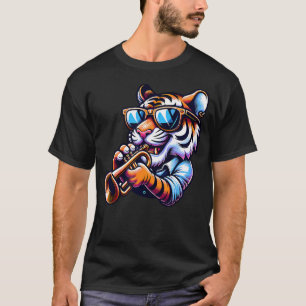 Tiger Playing Trumpet With Style Sunglasses T-Shirt