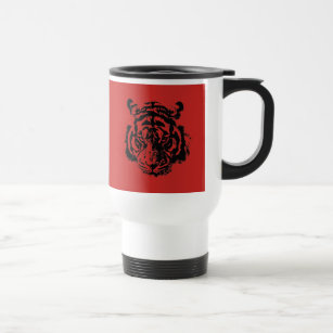 Tiger Pop Art Red Black Travel Mug