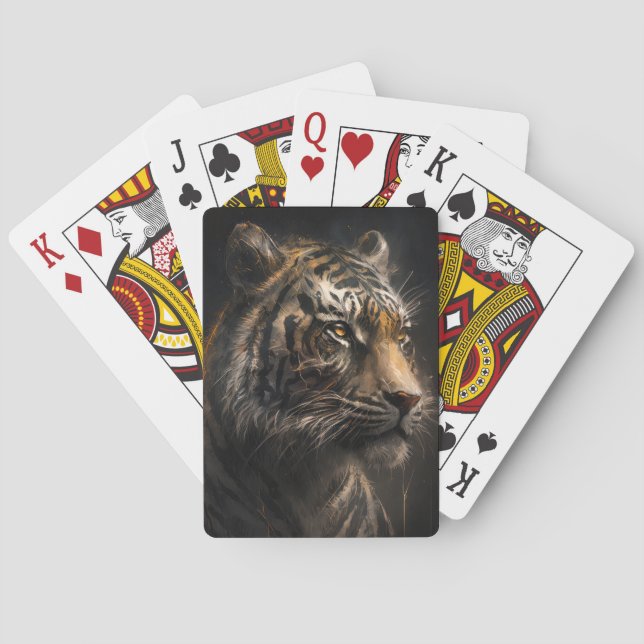 Tiger Portrait Animal Nature Wildlife Painting Art Playing Cards (Back)