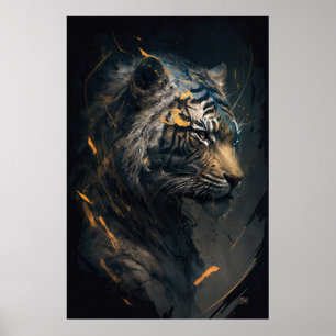 Tiger Portrait Animal Nature Wildlife Painting Art Poster