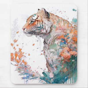 Tiger Portrait Animal Painting Wildlife Outdoors Mouse Pad