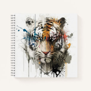 Tiger Portrait Animal Painting Wildlife Outdoors Notebook