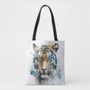 Tiger Portrait Animal Painting Wildlife Outdoors  Tote Bag