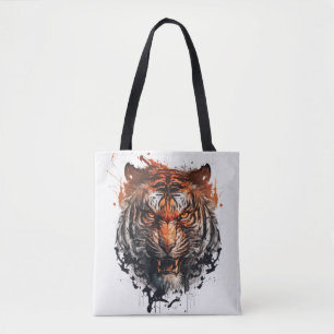 Tiger Portrait Animal Painting Wildlife Outdoors Tote Bag