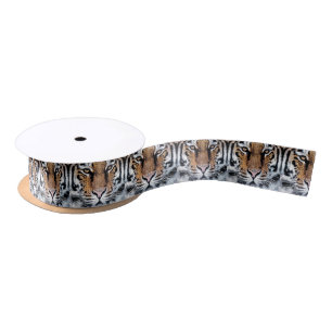 Tiger Portrait Graphic Style Satin Ribbon