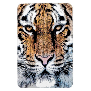 Tiger Portrait in Graphic Press Style Magnet