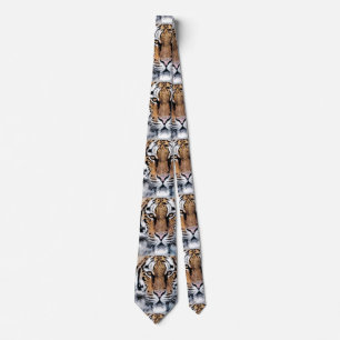 Tiger Portrait in Graphic Press Style Tie
