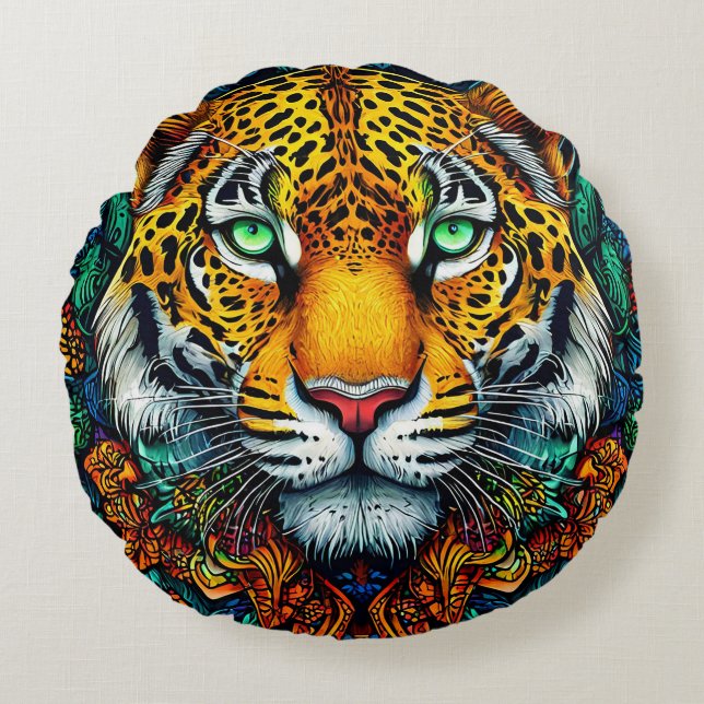 Tiger portrait round cushion (Front)