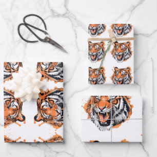 Tiger Portrait Wrapping Paper Sheet