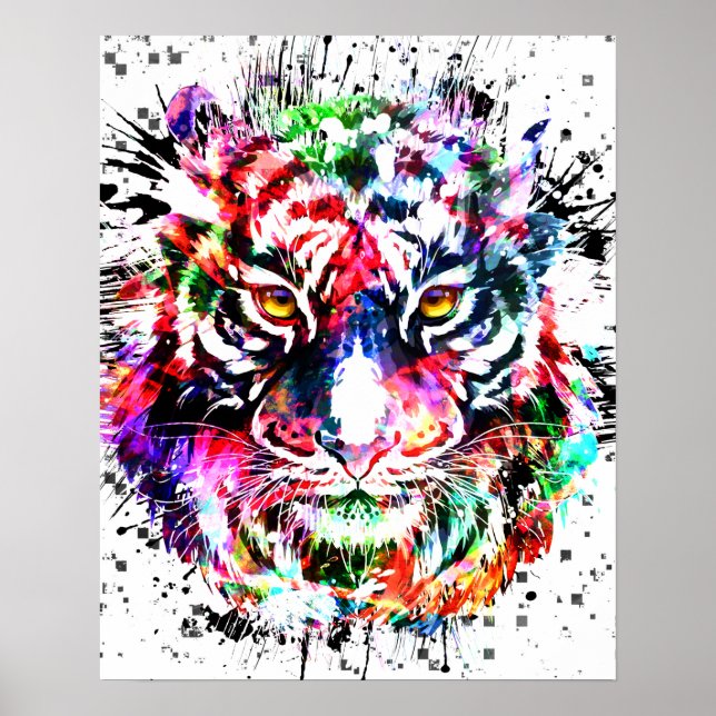 Tiger Poster | Colourful Drawing | Abstract Art (Front)