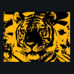 Tiger Poster Print - Pop Art Style Tigers Posters<br><div class="desc">Face of Siberian Tiger Posters Prints - Motivational Courage / Confidence Pop Art Tigers - Yellow Tones Tiger Head / Portrait Digital Animal Artwork - Tiger Eyes Pop Art Image - Head of Tiger - Tiger Portrait - Wild Tigers - Big Cats Digital Images</div>