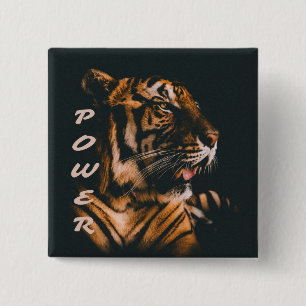 Tiger Power Stripes Fierce Motivational 15 Cm Square Badge