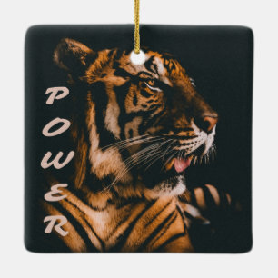 Tiger Power Stripes Fierce Motivational Ceramic Ornament