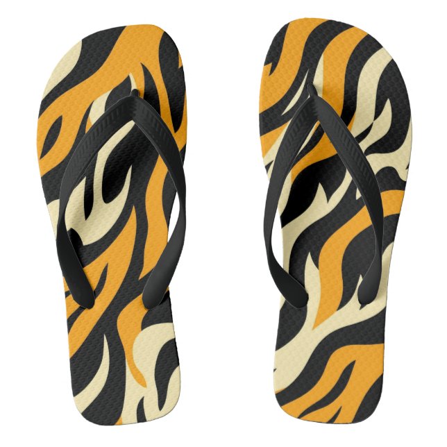 Tiger Print Animal Pattern Flip Flops (Footbed)