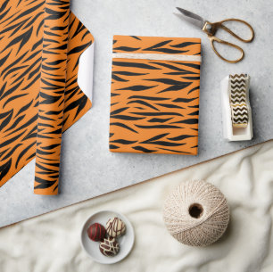 Tiger Print Anniversary Gift Orange Seamless  Wrapping Paper