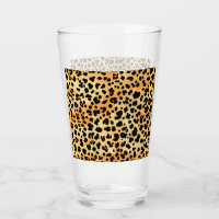 Tiger Print Glass Cup