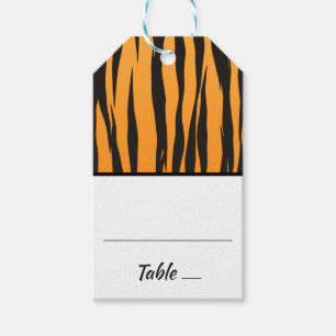 Tiger Print Gold Black Stripe Escort Place Card Gift Tags