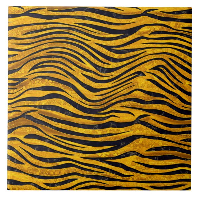 Tiger Print - Gold Clusters Tile (Front)
