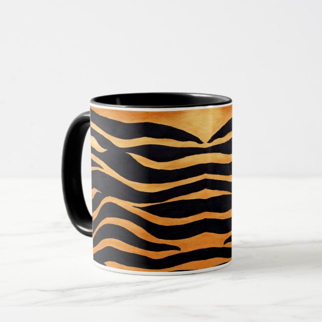 Tiger Print Golden and Black Mug (Front Left)