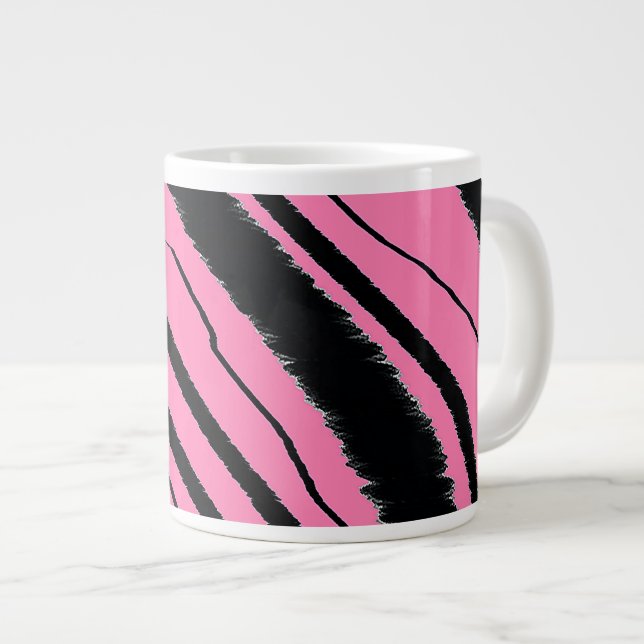 Tiger Print Pink  Large Coffee Mug (Front Right)
