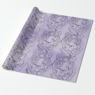 Tiger Purple watercolor pattern Wrapping Paper
