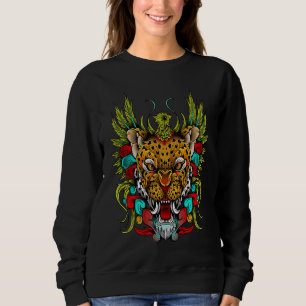 Tiger Quetzal Huichol Sugar Skull Calavera Hallowe Sweatshirt
