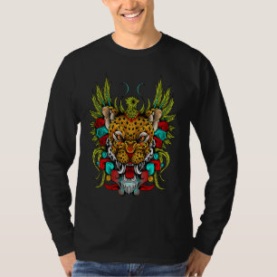Tiger Quetzal Huichol Sugar Skull Calavera Hallowe T-Shirt