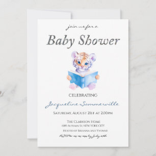 Tiger Reading a book Baby Shower  Invitation