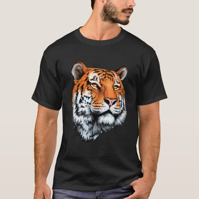 Tiger Realistic Head For Lovers Tigers Eyes Animal T-Shirt (Front)