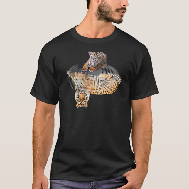 Tiger Reflection Cat For Friend Cat T-Shirt (Front)