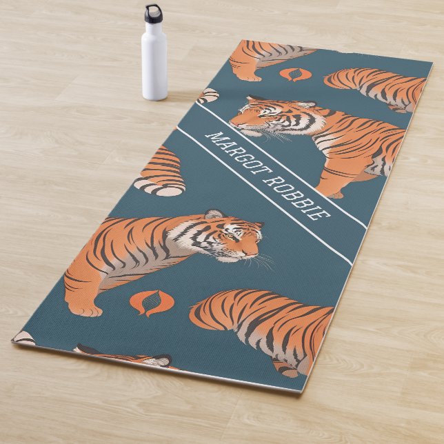 Tiger Retro Colourful Personalised Pattern Yoga Mat (In Situ)