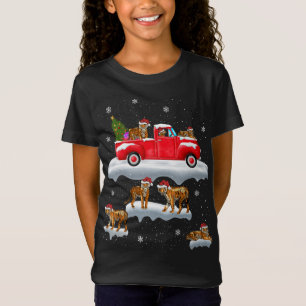 Tiger Riding Red Truck Merry Christmas X-mas Ugly T-Shirt