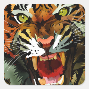 Tiger Roar Square Sticker