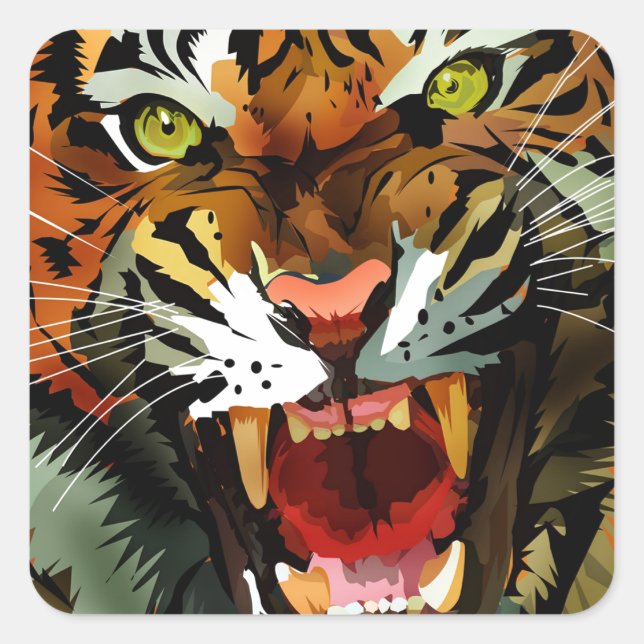 Tiger Roar Square Sticker (Front)