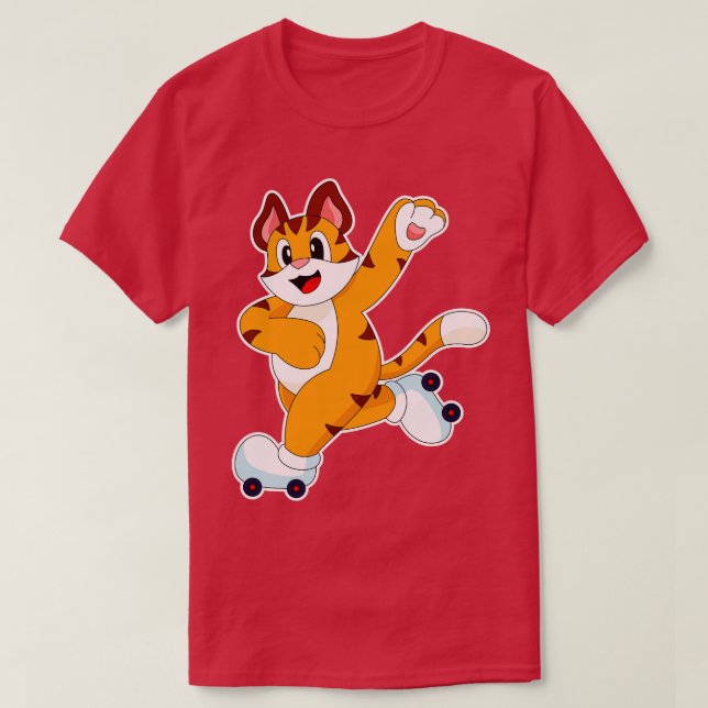 Tiger Roller skates Inline skating T-Shirt (Design Front)