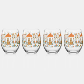 🍸🦁 "Tiger Royale" (Set of 4) Stemless Wine Glass