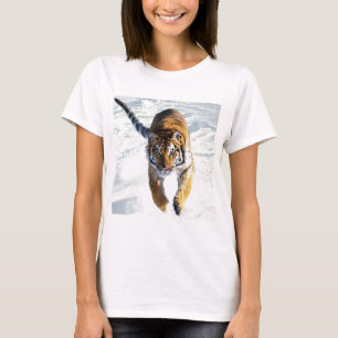 Tiger running in snow T-Shirt