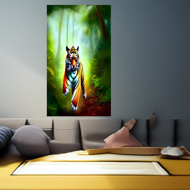 Tiger running in the forest | AI Art  Poster (Creator Uploaded)