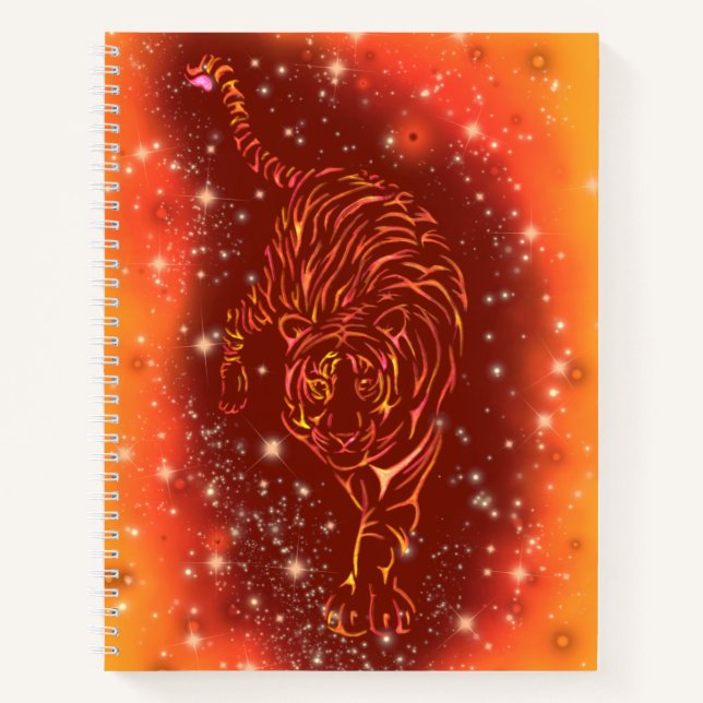 Tiger Running Notebook Galaxy Starry Night (Front)