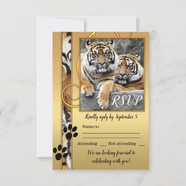 Tiger Safari Zoo Wedding RSVP Card (Front)