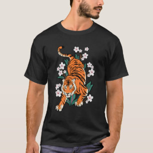 Tiger Sakura Cherry Blossom Flower Kawaii Otaku Ka T-Shirt