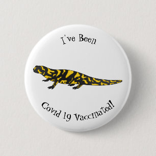 Tiger salamander cartoon illustration  6 cm round badge