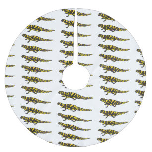 Tiger salamander cartoon illustration brushed polyester tree skirt