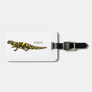 Tiger salamander cartoon illustration  luggage tag