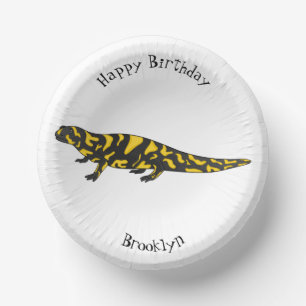 Tiger salamander cartoon illustration  paper plate